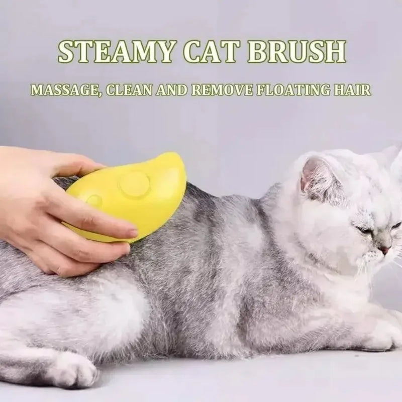 Escova a Vapor Cat Dog Steamy Brush - 3 em 1